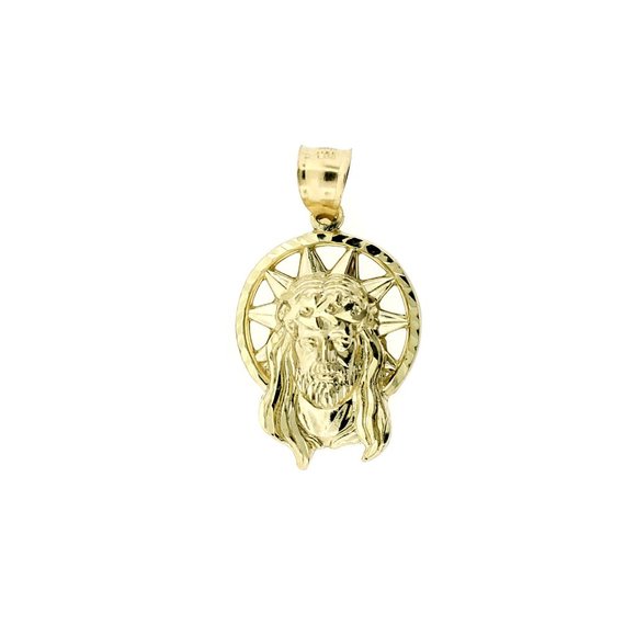 10K Yellow Gold Jesus Head Face Pendant - Picture 6 of 6